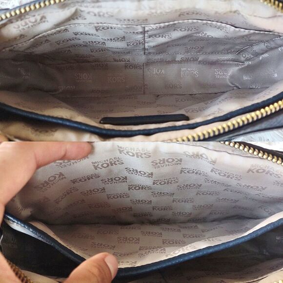 Michael Kors Navy Blue Jet Set Studded Shoulder Bag - Picture 4 of 11